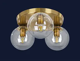 Люстра стельова Levistella 756XPR150F-3 BRZ+CL (300), E27, 3 плафона, бронза, прозоре скло, сучасний стиль для дому - мініатюра 2