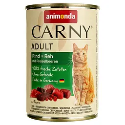 Вологий корм для котів Animonda Carny Adult Beef + Venison with Cowberries з яловичиною, олениною та брусницею, 400 г - мініатюра 2