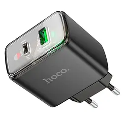 Мережевий зарядний пристрій Hoco CS42A Smart PD30W+QC3.0 charger(EU) Чорний - мініатюра 2