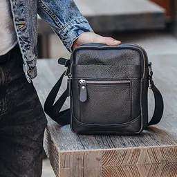 Чоловіча барсетка 18х21х7, сумка шкіряна планшетка через плече Tiding Bag SK N5386 чорна 180 мм - мініатюра 9