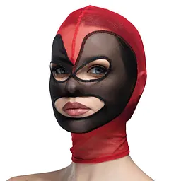 Маска-сітка «Серце» з відкритим ротом і очима Feral Feelings Hearts Mask Red/Black