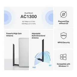 Адаптер WiFi MA30H AC1300, USB Mercusys teh0017361 - мініатюра 6