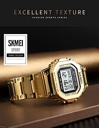 Чоловічий наручний годинник Skmei 1456 Singapore Золотистий - мініатюра 3