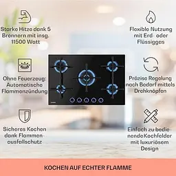 Варильна поверхня газова Klarstein Illuminosa 5 (10035465) - мініатюра 2