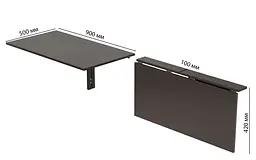 Обідній стіл-трансформер Ніка стіновий Ferrum-decor 420x900x500 Чорний метал ДСП Венге Магія 16 мм (FRD-105591) - мініатюра 4