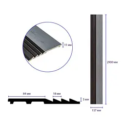 Рейка декоративна Sticker Wall PS 2900х157х11мм Сіре дерево із чорним SW-00002149- - мініатюра 3