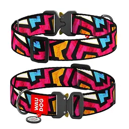 Нашийник для собак нейлоновий Waudog Nylon з QR-паспортом "Графіті" металева пряжка-фастекс XXL Ш 35 мм Д 46-70 см