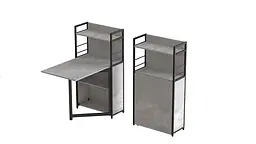 Стіл книжка з етажеркою Практик 1 Ferrum-decor 1200x640x990 Чорний метал ДСП Бетон 16 мм (FRD-104617)
