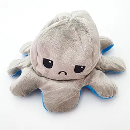 М'яка іграшка Восьминіг перевертень двосторонній веселий сумний Mood Octopus 16 см UKC сіро/синій - мініатюра 3