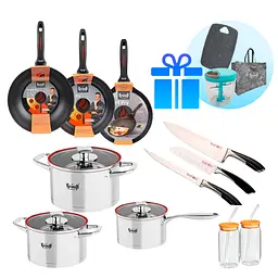 Великий набір посуду "Кухонна магія" + подрібнювач овочів, дошка кухонна і сумка‑шопер - мініатюра 10