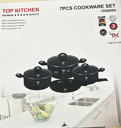 Набір каструль із сковородою Top Kitchen TK00094 7 предметів із гранітним покриттям з індукційним дном Чорний - мініатюра 3