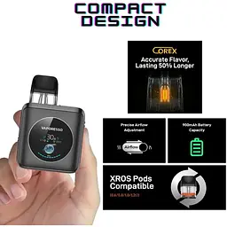 Под-система Vaporesso POD System XROS 4 Nano 30W Pod 1350mAh 3ml Kit Graphite Black (17725) - мініатюра 3