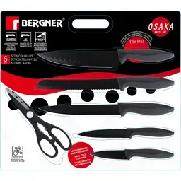 Набір ножів Bergner Osaka, з ножицями, 6 предметів (BG-9075-BK) - мініатюра 8
