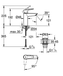 Змішувач для умивальника M-Size Grohe QuickFix Start 237462432 Чорний матовий - мініатюра 4