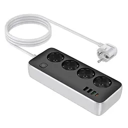 Подовжувач Hoco AC22 Sunlight (PD30W/1C/3A/4xSocket) (3m) Black - мініатюра 3