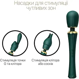 Вібромасажер з насадками Zalo - Kyro Wand Turquoise Green - мініатюра 4