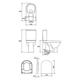 Унітаз-компакт ZIP Cersanit Zip 783 SimpleOn 021 3/5 л з сидінням duraplast Soft Close K119-023 - мініатюра 2