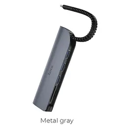 Type-C адаптер хаб Hoco Easy connect adapter HB17 на USB3.0x3 + SD / microSD - мініатюра 2