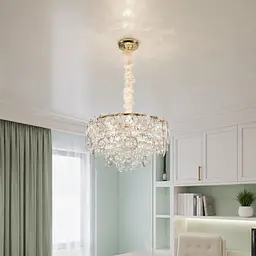 Золота підвісна люстра з кришталевим декором Splendid Ray LA2185/470*H300/10, 47 см на 10 ламп з круглими кристалами