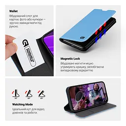 Чехол-книжка для Infinix Hot 50i Smart 9, OneFold Case, голубой, из экокожи (PU) и TPU, с магнитом, с подставкой и отделением для карт, трансформируется в подставку, противоударный, защита всего корпуса, ArmorStandart (ARM80996) - мініатюра 4