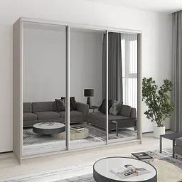 Шафа-купе тридверна MebelStar Стандарт AL 3 Дзеркала 220x45x210 см Кашемір (MBS-3002)