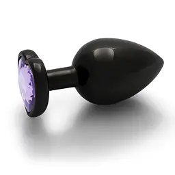 Анальна пробка Ouch! Heart Gem Butt Plug Large, 9.3 см (чорний) - мініатюра 5
