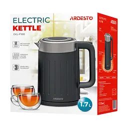 Електрочайник Ardesto Strix 1.7 л чорно-сріблястий (EKL-F18B) - мініатюра 2