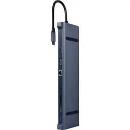 Концентратор Cablexpert USB-C 9-in-1 (USB-hub + HDMI/VGA/PD/CR/LAN/3.5mm) (A-CM-COMBO10-01) - мініатюра 1