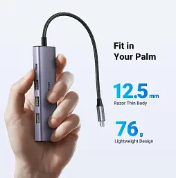 USB-хаб Ugreen USB-C to HDMI + 3 x USB 3.0 + PD Power Port Space Grey (UGR-15596) - мініатюра 7