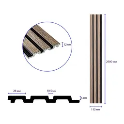 Декоративна PS рейка 122x2900x12мм (D) SW-00001744 - мініатюра 2