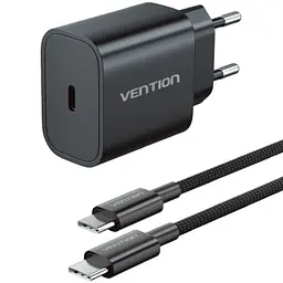 Зарядний пристрій Vention 20W 1×USB-C з кабелем USB-C to Lightning M-M Black (G17B0-EU)