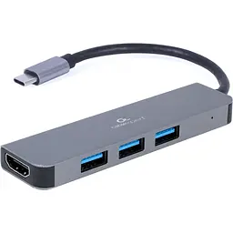 USB-Хаб Cablexpert USB-C 3хUSB3.1 метал, Grey (A-CM-COMBO2-01)