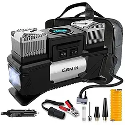 Автокомпрессор Gemix Model I двухпоршневой с сумкой цифровой манометр функция Autostop фонарик 60 л/мин