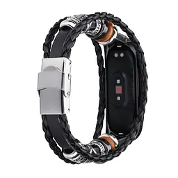 Ремінець вінтажний Carprie для фітнес-браслета Xiaomi Mi Band 8 і 9 Type A Black-black - мініатюра 3