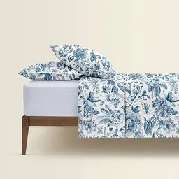 Комплект постільної білизни Cosas євро з простирадлом на резинці SWEDISH FLORAL CS2 200 x 220 см (FlowersYardBlueWhite_El160-96Silver_200) - мініатюра 2