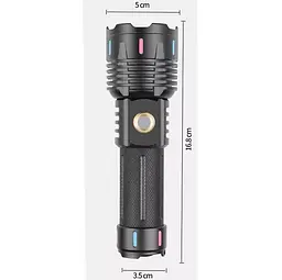 Ручний потужний ліхтар PLD G25-TG zoom + Type-C + Power Bank 1х26650 (3хААА) 5 режимів - мініатюра 4