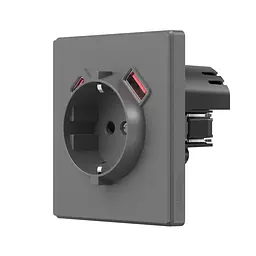 Розетка одинарна із заземленням USB-A+C 20W сірий графіт VIDEX NOTA (VF-NT-SK1GUC-GR) VIDEX (28883-000)