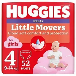 Підгузки-трусики для дівчаток Huggies Little Movers Pants 4 (9-14 кг) 52 шт.