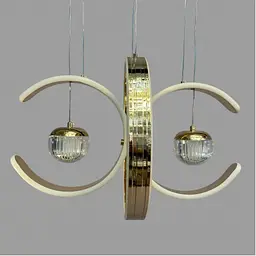 Linisoln 9557-2 FG, золота підвісна LED-люстра з двома кільцями 75 Вт та трьома температурами світла - мініатюра 4