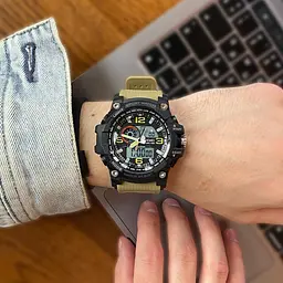 Чоловічий наручний годинник 1283 Black-Khaki Wristband. Skmei acs0030823 - мініатюра 3