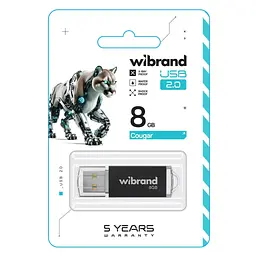 USB флеш накопичувач Wibrand 8GB Cougar Black USB 2.0 (WI2.0/CU8P1B) - мініатюра 2