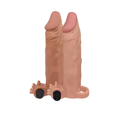 Насадка на пеніс із вібрацією Lovetoy Pleasure X-Tender Vibrating Penis Sleeve Flesh Add 2, +5 см (тілесний) - мініатюра 5
