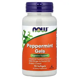 Екстракт перцевої м'яти NOW Peppermint Gels, 90 капсул для підтримки травлення
