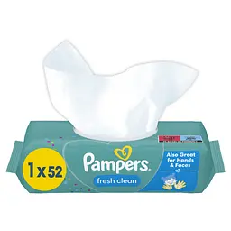 Дитячі вологі серветки Pampers Fresh Clean 52 шт (8001841041360) - мініатюра 2