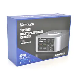 Зарядна станція з індикацією LED MECHANIC X-Power Plus, 5*PD3.1-65W, 5*QC3.0-30W,5В3А,9В2.2A,12В1.67А. Wireless Charging15W, 220V/200W, 119×119×60mm - мініатюра 4