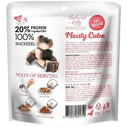 Ласощі для котів та собак Natural Kitty Meaty Cube 100% Mackerel, у вигляді кубиків, скумбрія, 60 г - мініатюра 2