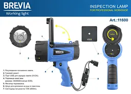 Ліхтар інспекційний Brevia LED 500М 10W LED 650lm 4400 mAh microUSB - мініатюра 4