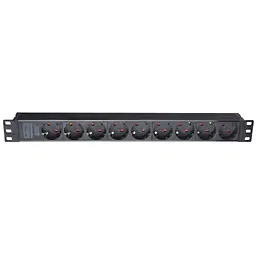 Силовий блок 19" Eserver 9 розеток, кабель 1.8 м, алюмінієвий корпус PDU 220 В 16 А (WT-2261A-GER-9WAY)
