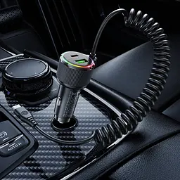 Автомобільний зарядний пристрій Hoco NZ17A USB/2 Type-C PD 50W з кабелем Type-C чорний - мініатюра 2