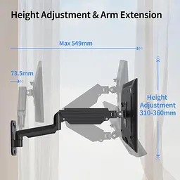 Настінне кріплення для монітора 13–32" з газліфтом VESA 75/100 SM-32 - мініатюра 7
